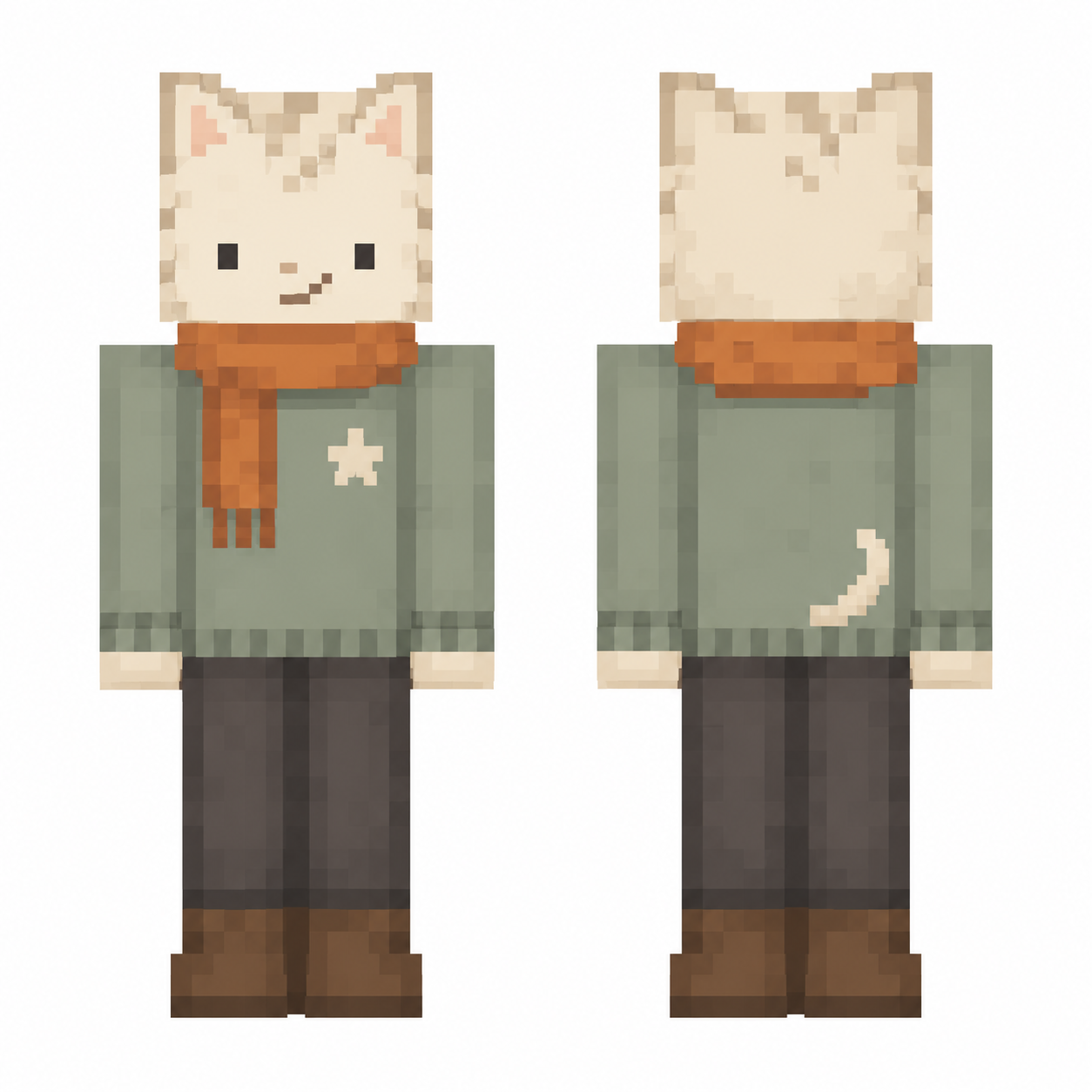 Actual front and back character preview generated from this reference